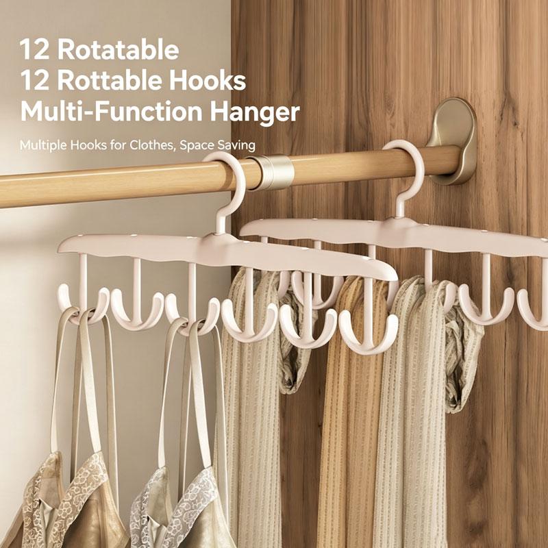 12-Hook Rotating Hanger – Space-Saving Closet Organizer for Ties, Belts, Underwear, Skirts | Portable Home & Dorm Storage