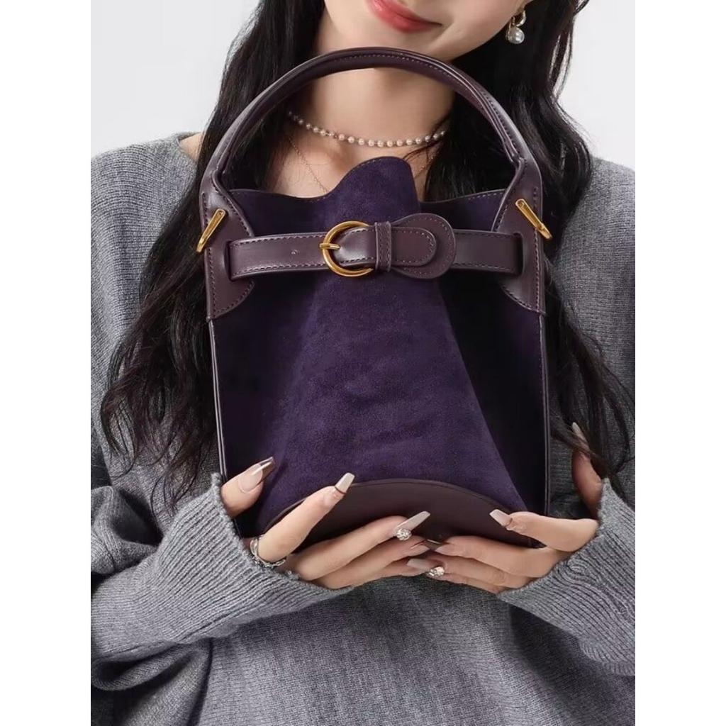 Fialová, Sametové tašky, Tašky typu bucket, Dámské tašky, Tašky přes jedno rameno, Crossbody tašky