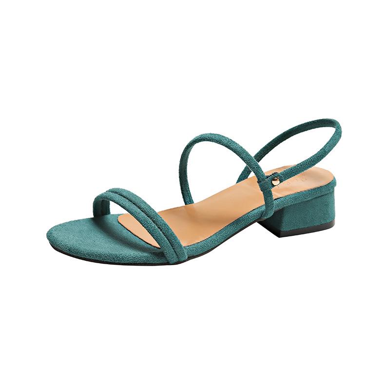 2025 Women s Chunky Heel Open-Toe Suede Sandals - Breathable, Slip-On, Mid-Heel, Two-Way Wear 37