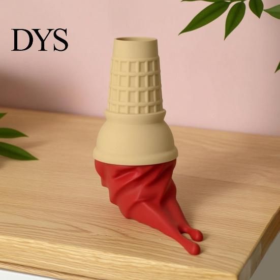 Desk Accessories for Office Melting Ice Cream Ornament, 3D Printed Cone Colorful Entryway Ornaments Sculpture, Fun Tabletop Ornament Home Decoration