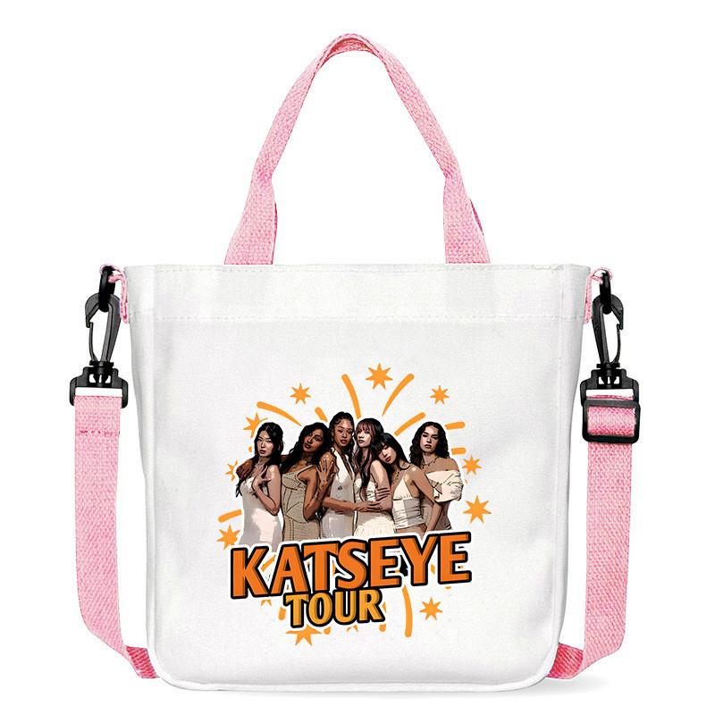 Multi-color KATSEYE Printed Crossbody Bag Canvas Shoulder Bags 23 x 23 x 5CM