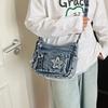 Denim Bag Multi-zipper Retro Crossbody Bag Middle-aged Mother Bag