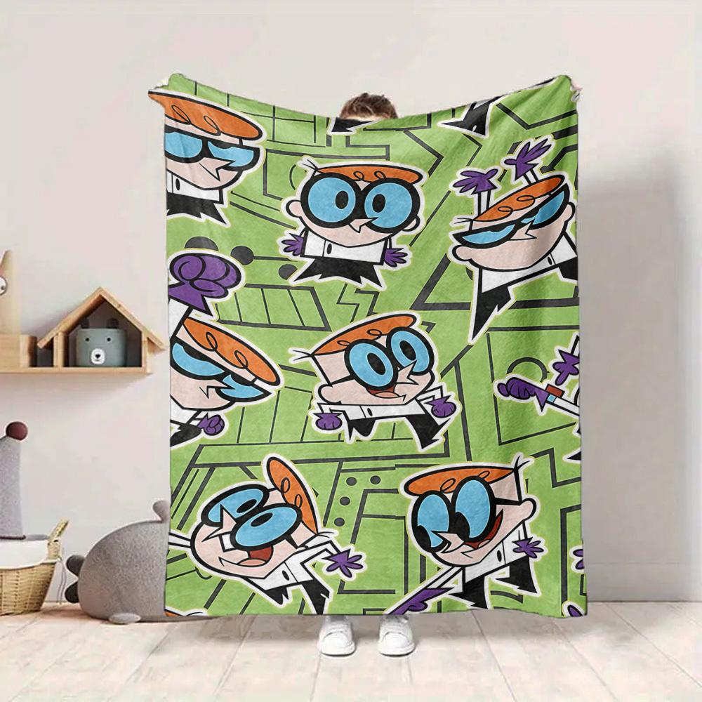 1pc Dexter's Laboratory Cozy Print Blanket Lightweight Warm Flannel Throw Blanket For Sofa, Bed, Living Room