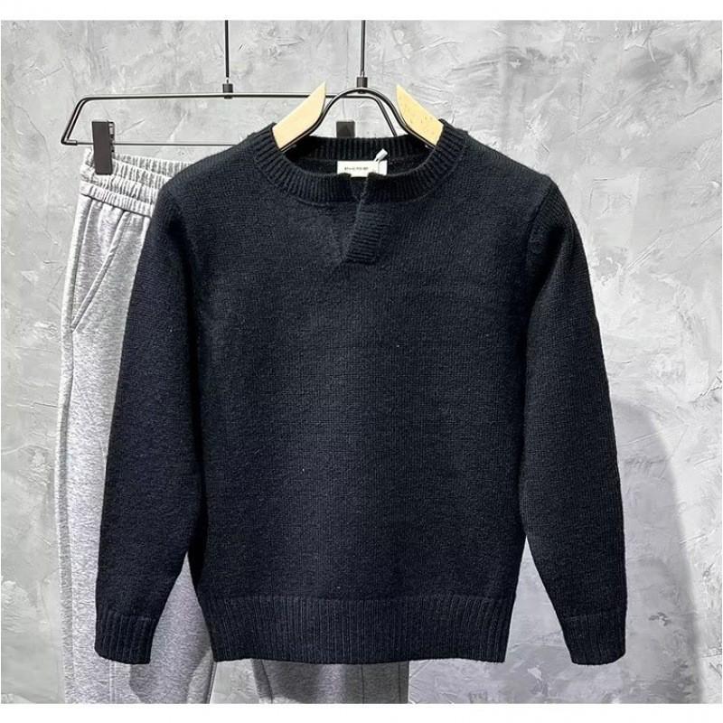 Mens V-Neck Knit Sweater Long Sleeve Casual Pullover Winter Youth Loose Fit Solid Color