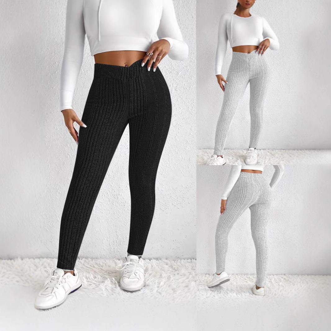 

2024 Autumn Sexy Slim Fit Striped Ribbed Yoga Pants XL
