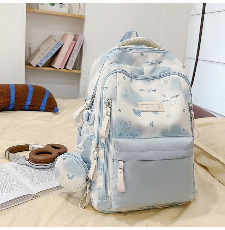 

Lightweight Mori Style Butterfly Print Backpack for High School Students 31*17*45 cm