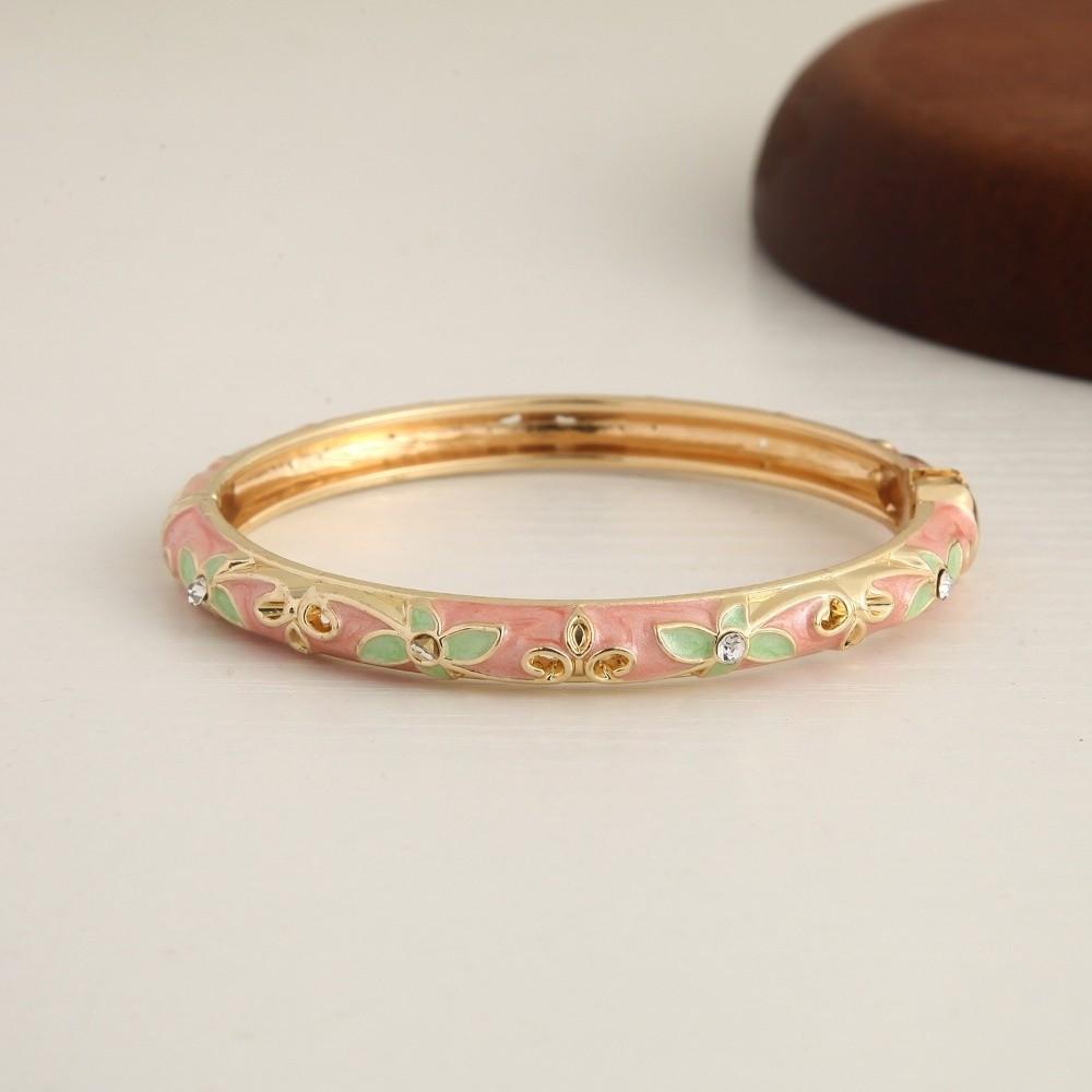 Enamel Vintage Cloisonne Bangle Traditional Chinese Chinese Flower Bangle Floral Ethnic Women's Hand Bracelet Jewelry Gifts