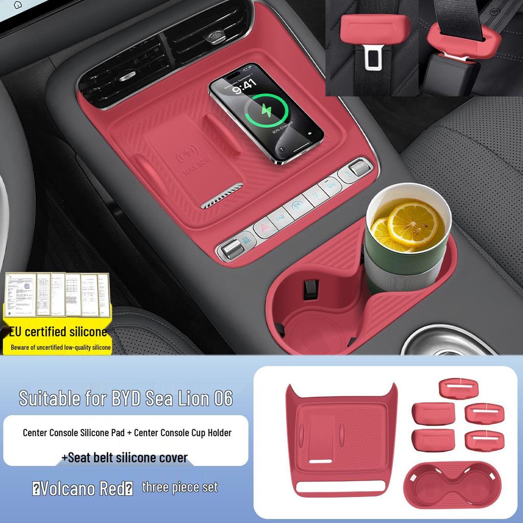 BYD Sea Lion Wireless Charging Silicone Pad & EV Cup Holder Cover for 25 Models