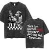 Rapper Tupac 2pac All Eyez On Me Cross Vintage Washed T Shirt Men Hip Hop Fashion Retro Tshirt Mens Casual Oversized Tshirts