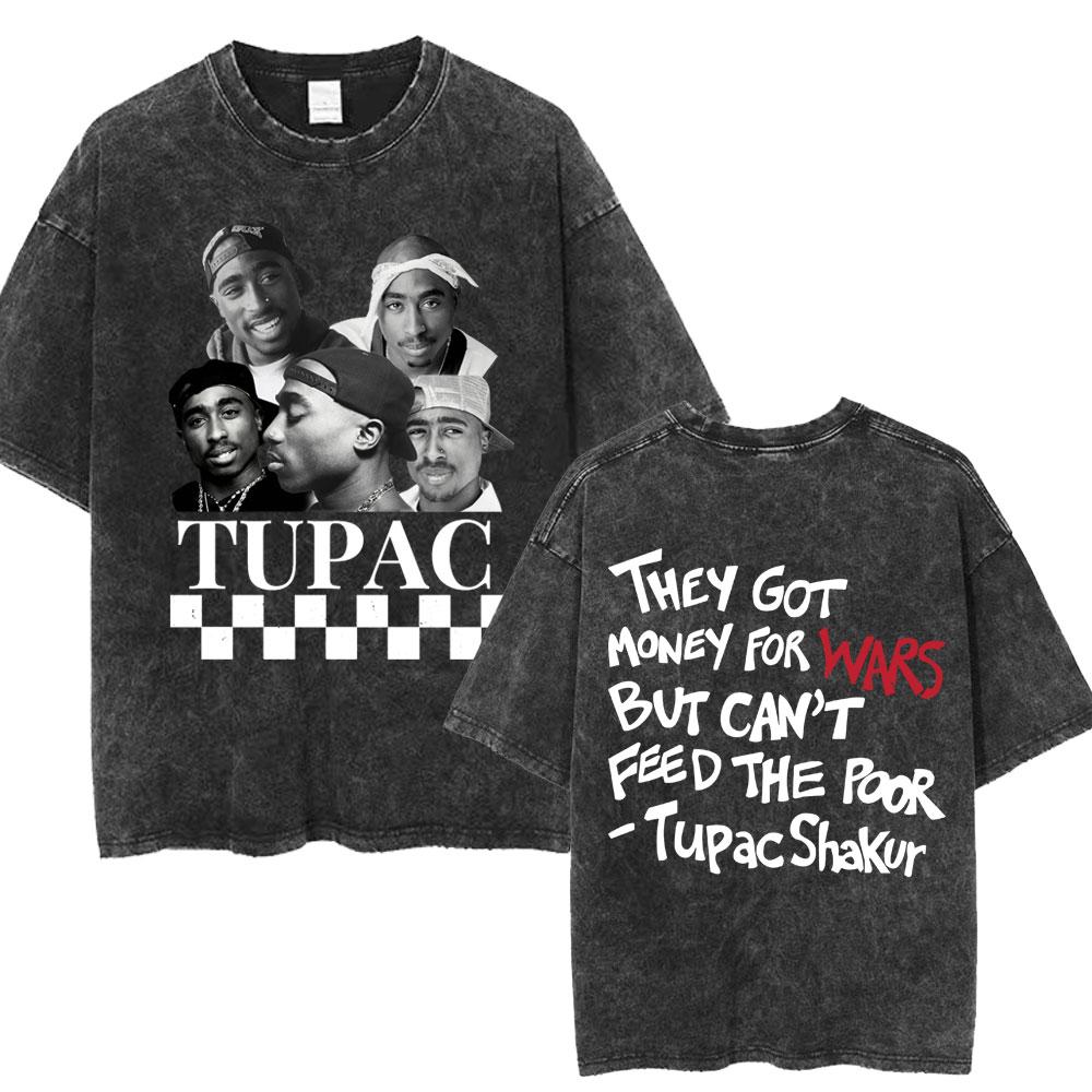 Rapper Tupac 2pac All Eyez On Me Cross Vintage Washed T Shirt Men Hip Hop Fashion Retro Tshirt Mens Casual Oversized Tshirts