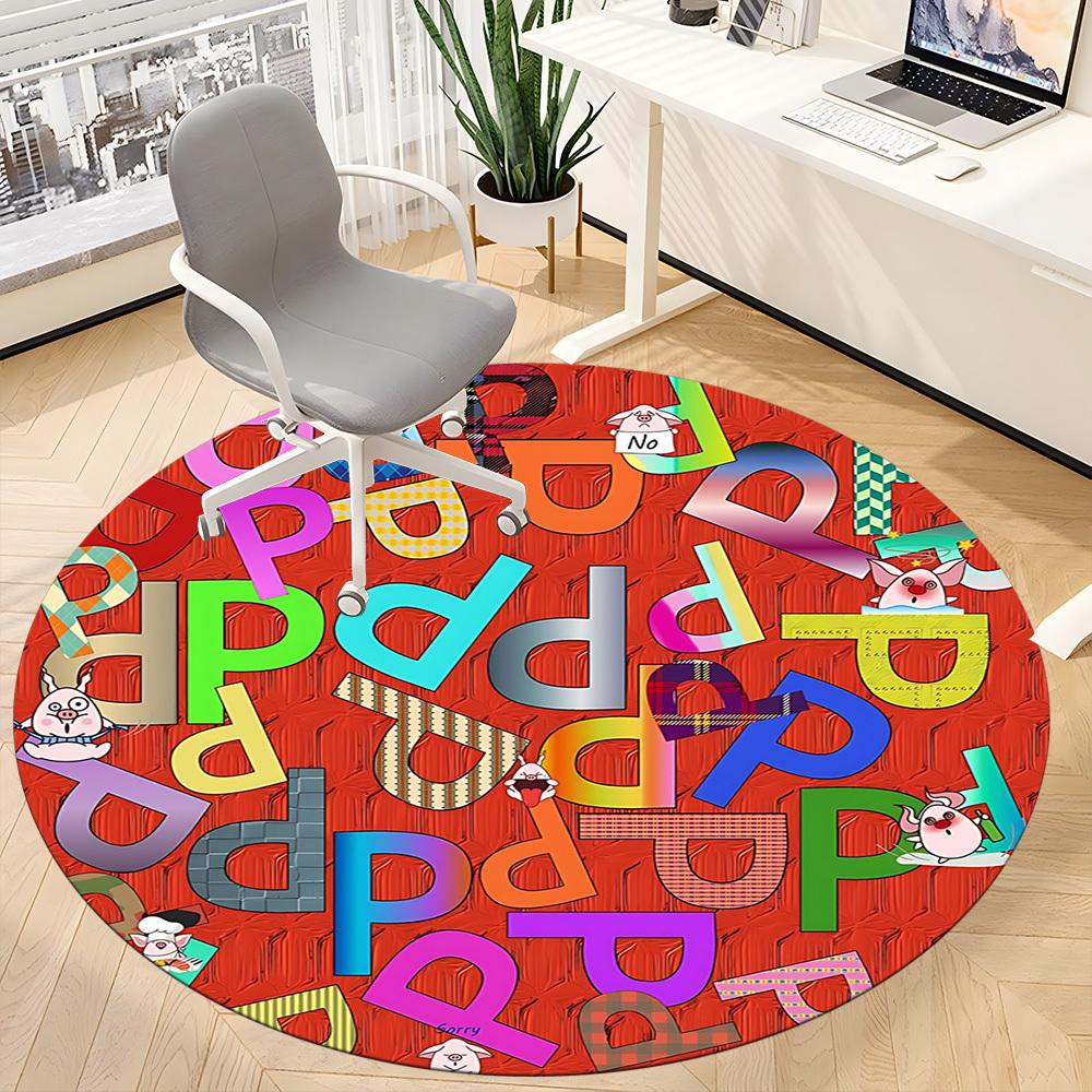1pc Doodle Alphabet Chair Carpet for Office Non Slip, Machine Washable Rug for Office, Room Holiday Decor for Christmas, Birthday Polyester