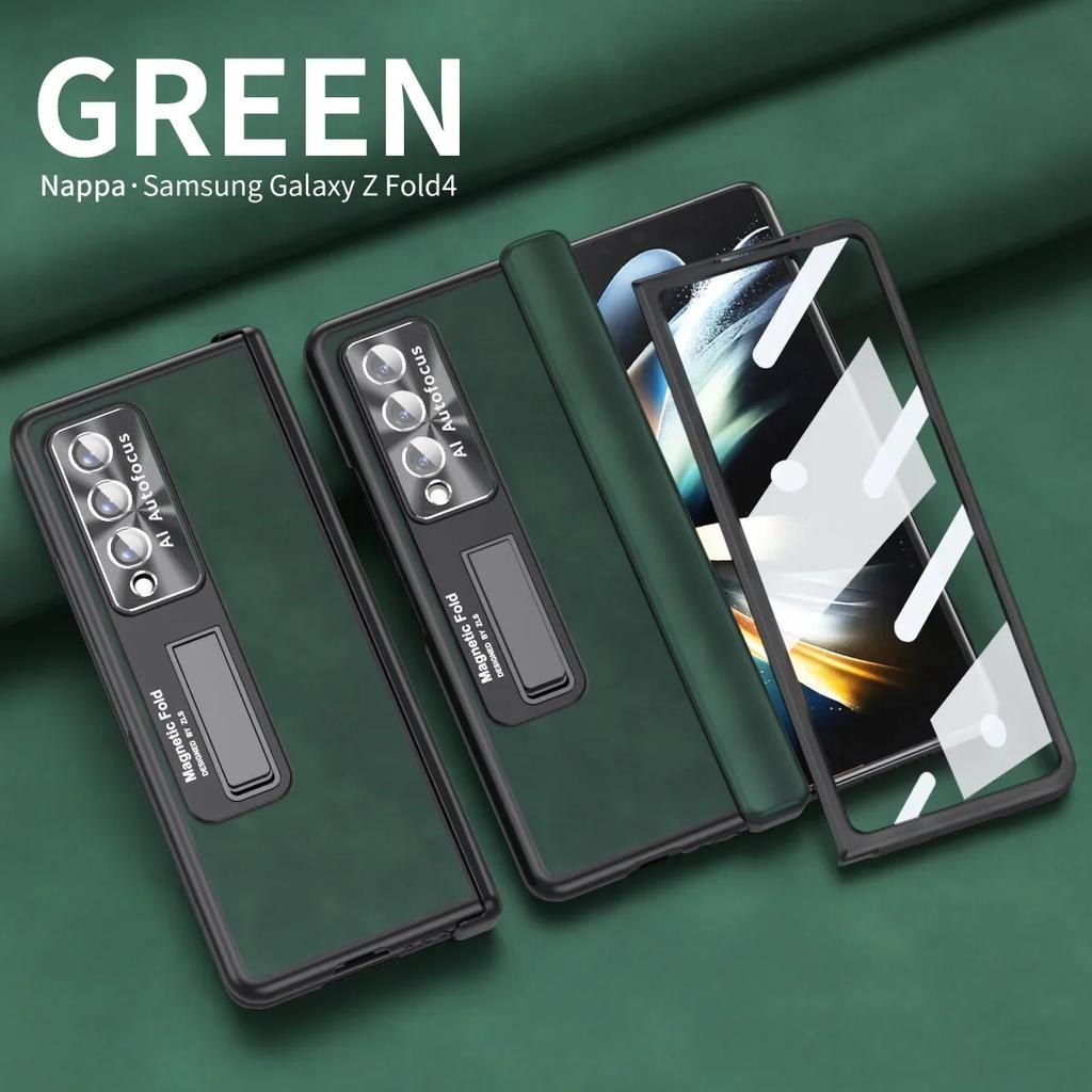 Frosted High Grade Leather Folding Phone Case for Samsung Galaxy Z Fold 5 4 3 2 Case Hinge Fine Hole Shell Protection Cover
