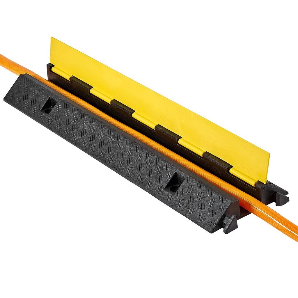 Cable Protector Ramp, 9,979 Kg/axle Capacity, 1 Channel Heavy Duty Rubber Cord Hose Wire Cover, 70 X 50 Mm Channel, Traffic Speed Bump with Flip-Open