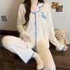 Roter gepunkteter Pyjama Damen High-End Frühling und Herbst Cartoon Muschel bestickter Rand Langarm Loungewear Set