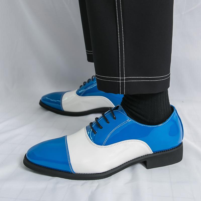 Men Oxfords Dress Brogues Derbys Formal Business Blue Red Leather Shoes Tuxedo Wedding Shoes Over Sized