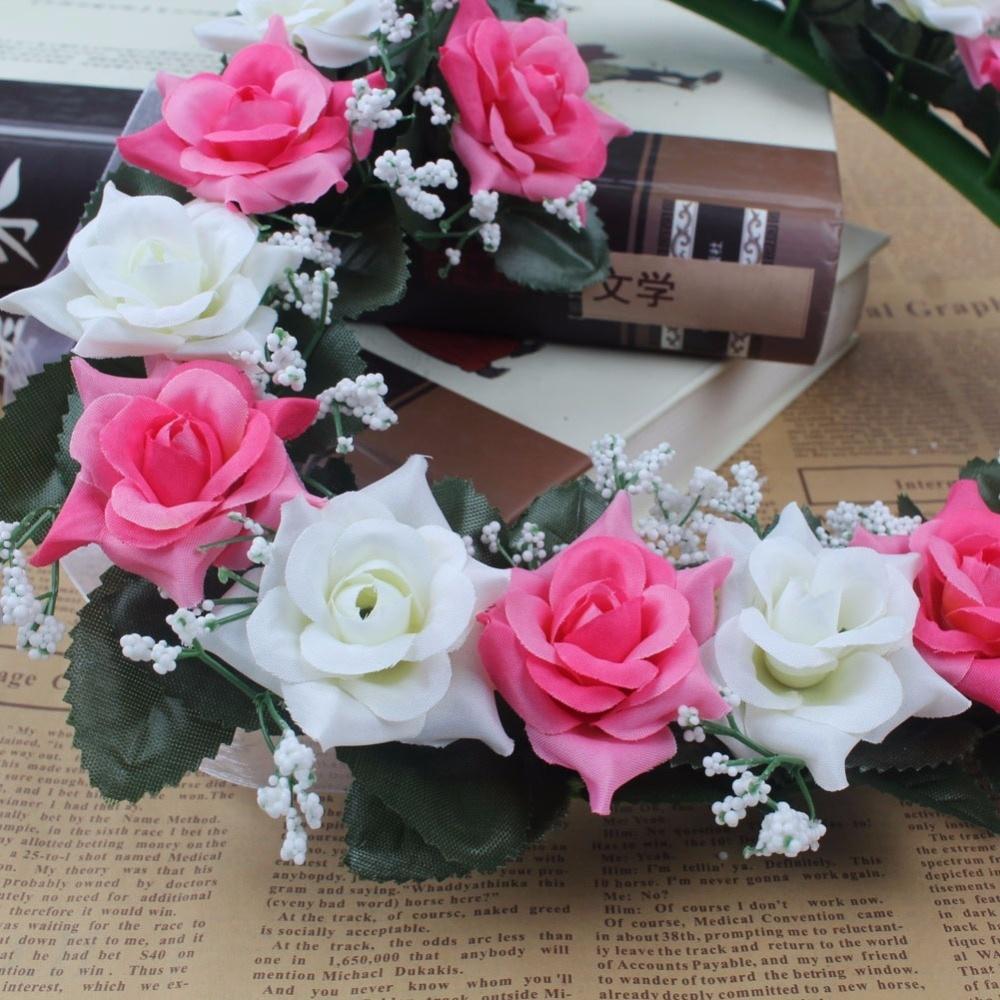 Artificial Flowers for Wedding Decor Romantic Heart Silk Rose Garland Weddings Decor Flowers Wreaths