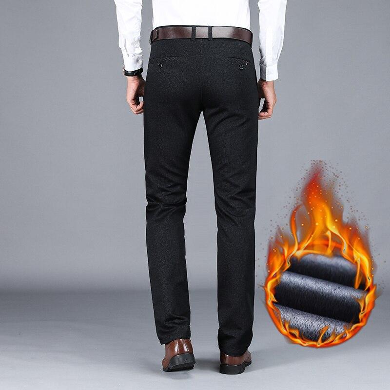 Winter New Men's Warm Casual Pants Business Fashion Fleece Thick Plaid Trousers Office Stretch Pants Male Clothing