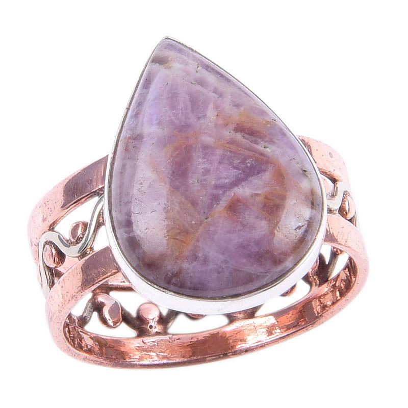 Natürlicher Tiffany Stein Edelstein 925 Sterlingsilber Zweifarbig Geschenkring S.9 y7y46