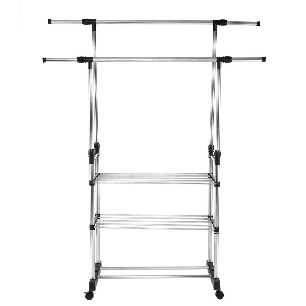 Multi-Functional Wing-Shaped Folding Clothes & Diaper Drying Rack - Mobile Stainless Steel Floor Rack