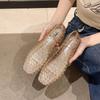 Korean-Style Low-Cut Crystal Flat Sandals & Slip-On Jelly Shoes with Square Toe