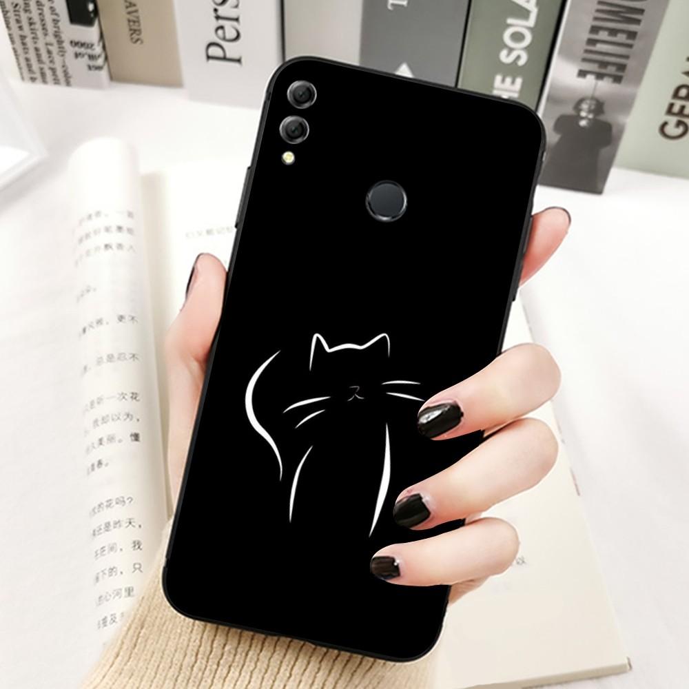 Cute Cat Line Phone Case For Huawei Honor 10 lite 9 20 7A 9X 30 50 60 70 pro plus Soft Silicone Cover