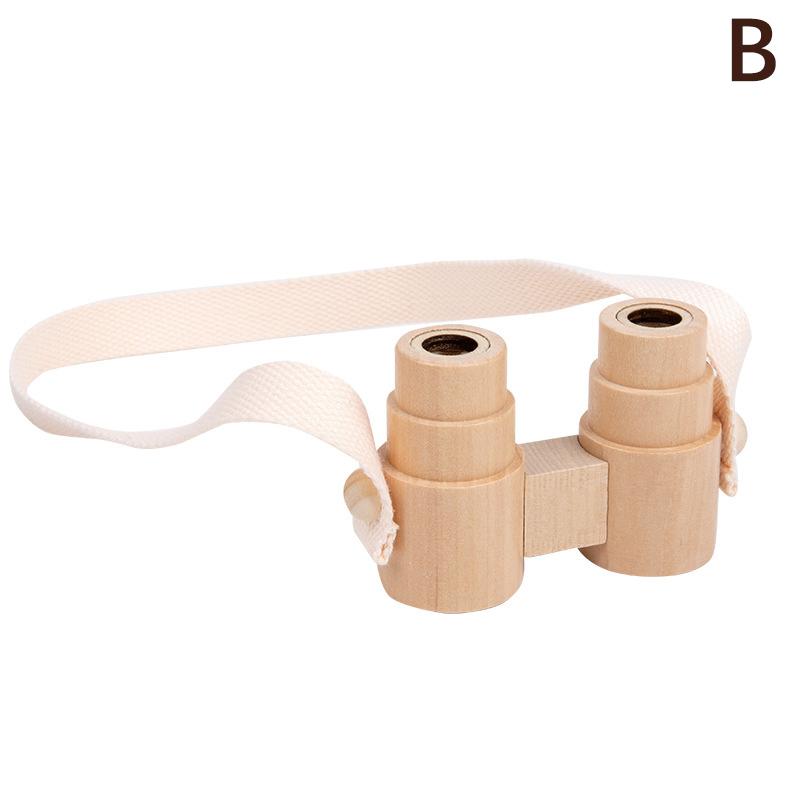 

Kids Wooden Binoculars Low Chromatic Aberration Optical Glass Lens Wooden Binoculars For Children Stargazing Toy B