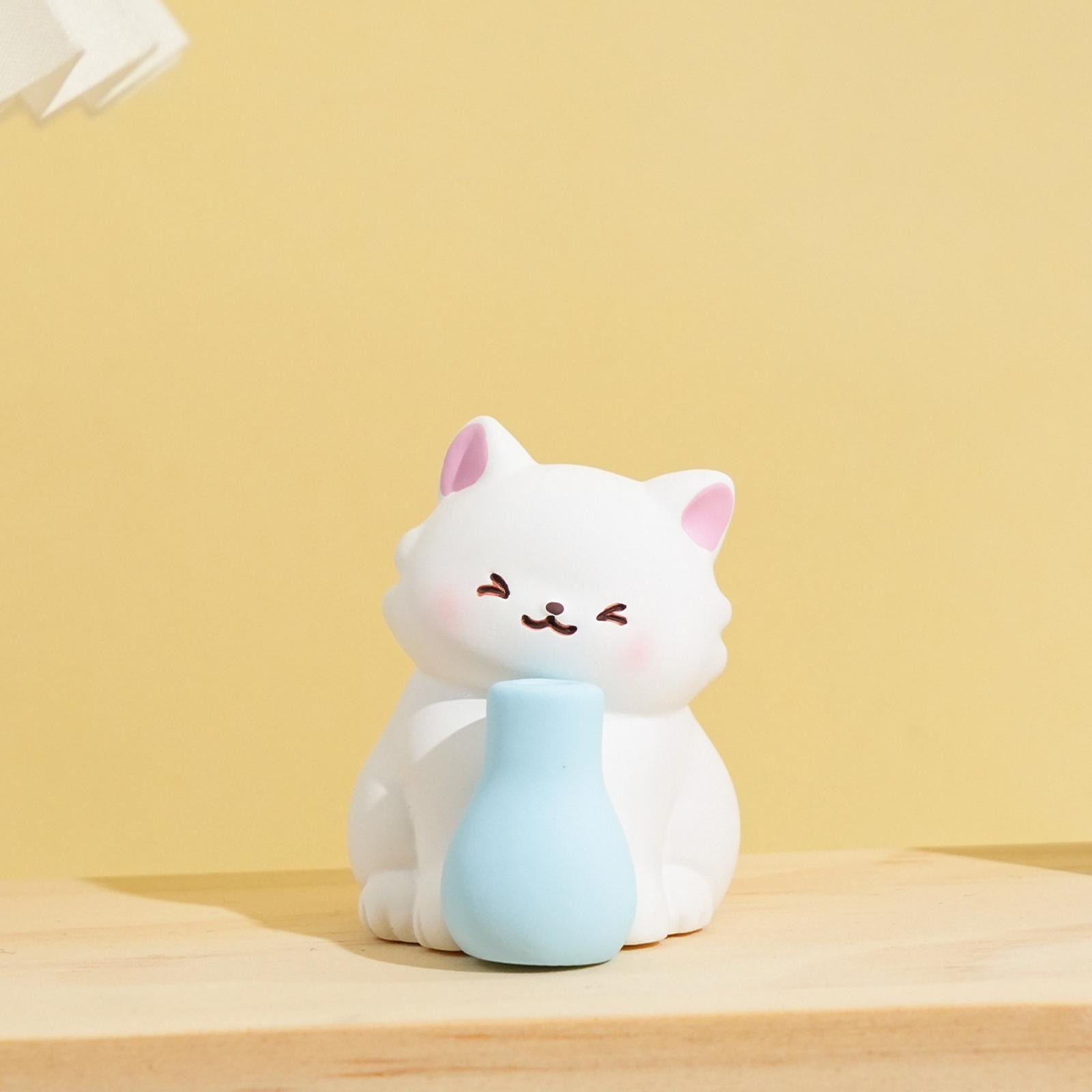 

Decorative Cat Figurine Ceramic Material Hand-Painted Detailed Craftsmanship Home Office Desk Ornament Collectible Sculpture One Size
