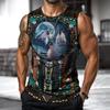 Letní Módní Potisk Vlk Zvíře Cool Pěkný Lehký Sport Fitness Pánská Vesta Módní Pohodlná Ležérní Velká Velikost Vesta
