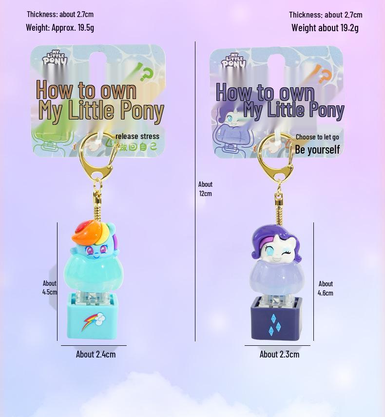 My Little Pony Leuchtender Knopf Schlüsselanhänger Dekompressionsspielzeug für Männer und Frauen