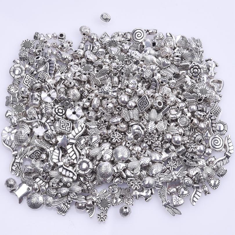 Multistyle Vintage Silver Color Loose Beads For Jewelry Making Supplies Animal Flower Butterfly Charms Bead DIY Bracelets Kralen
