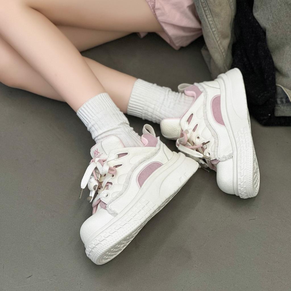 Leather thick-soled heightened ugly cute big-headed shoes for women's 2025 spring and autumn new models, light and comfortable soft-soled small bre