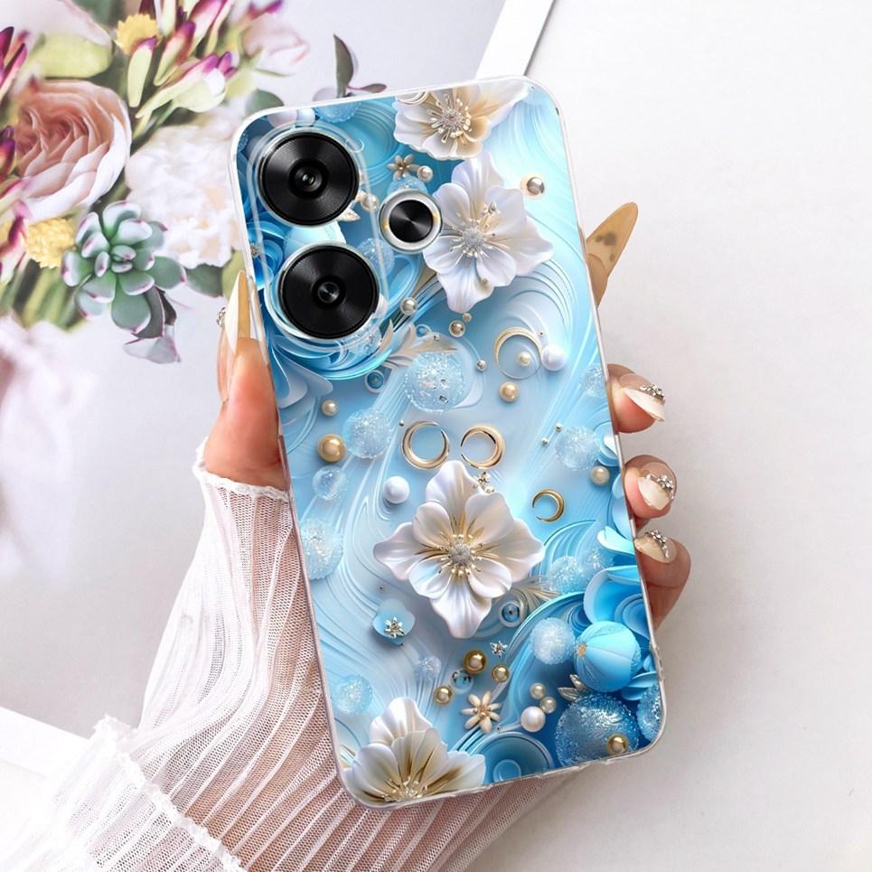 For Xiaomi Turbo 3 / Note 13 Turbo / Poco F6 Phone Case Bow Pattern Colorful Butterfly Flower Cover Soft Clear Silicone Casing