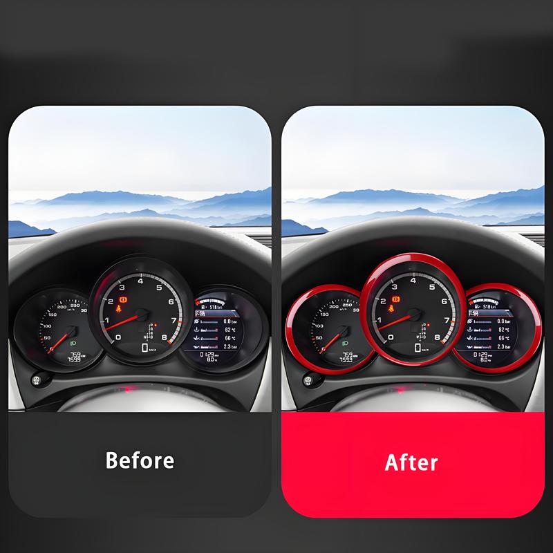 For Porsche Cayman Macan Boxster 718 987 981 Car Accessories Dashboard Gauge Trim Ring Sports Red Style