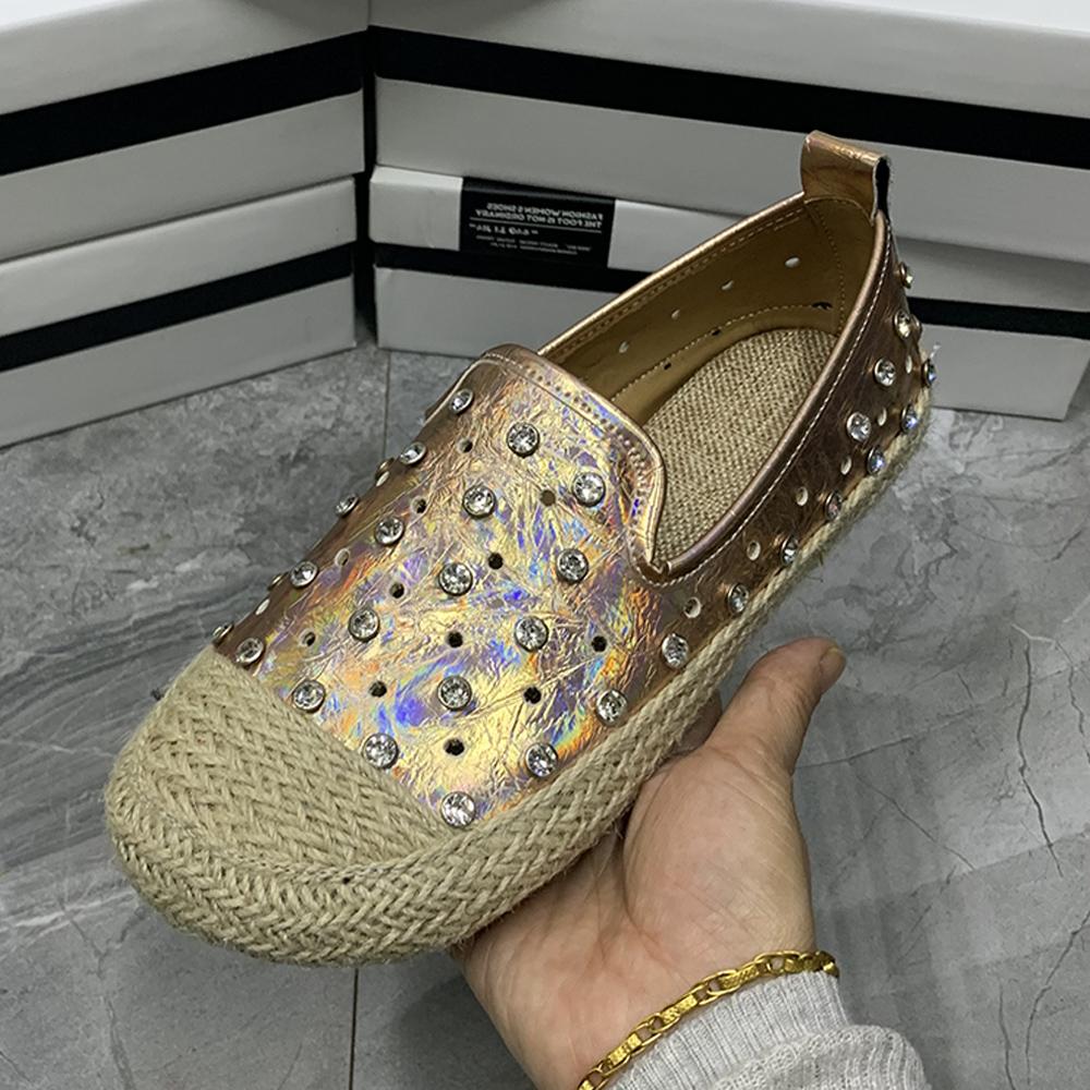 Modische Damen Loafer Übergröße Lässige Flache Mules Strass Damen Schuhe Designer Damen Schuhe Rutschfest Sommer Flache Schuhe