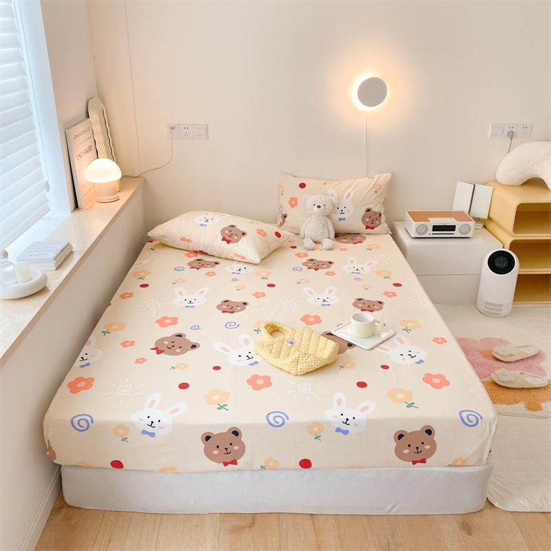 100% Cotton Fitted Sheet Cartoon Style Bed Cover Skin-friendly Bedsheets Single Size Bed Linen Sabanas Para Cama (No Pillowcase)