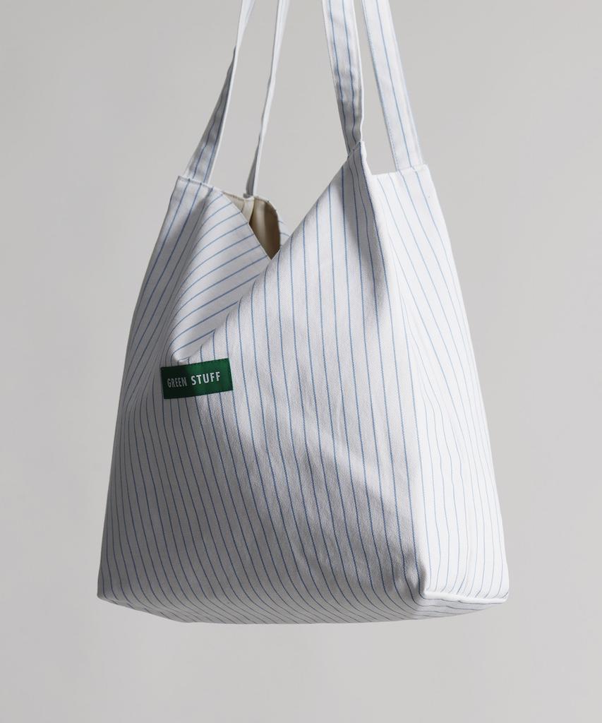 Green Stuff Effortlessly Boxy Shopper Bag 53 Cotton Stripe - White