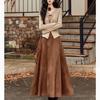 Women's Slim-Fit Long-Sleeved Knitted Top & Deerskin Velvet Skirt Set