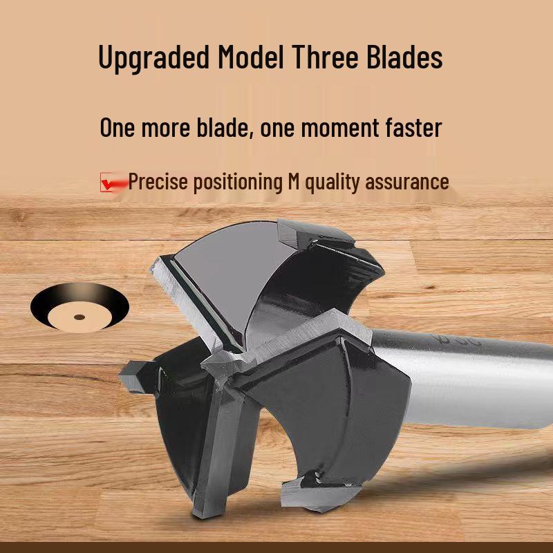 Tri-Blade Woodworking Hole Opener, 15-35mm Alloy Drill Bit for Wood, Cabinet, Door.