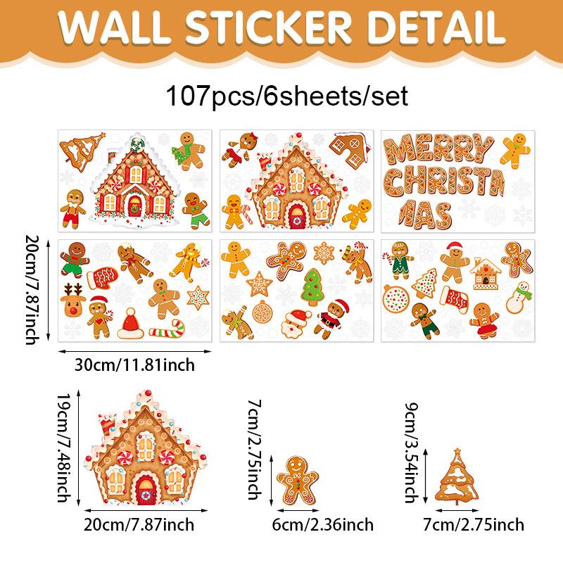

Christmas glass window decoration sticker static sticker cartoon snowflake refrigerator sticker window sticker 20 * 30Cm * 6 sheets