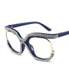 Large Frame With Diamond Frames Fashion Owl Rainbow Flat Mirror der Spice Girl New Anti-blue Womean Glasses