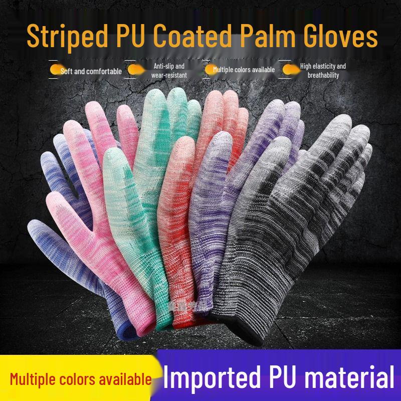 

Zebra Print Thin PU Gloves: Breathable, Non-slip, Wear-resistant Labor Protection with Palm and Finger Coating Mixed Color Gloves - 6 Pairs/Pack
