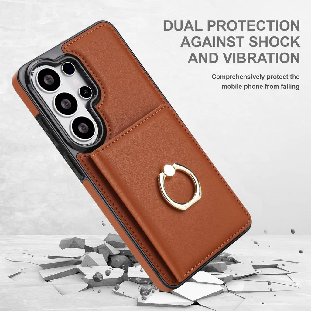 Brieftaschen-Hülle mit Kartenhalter, 360° drehbarer Ring-Ständer, Magnetverschluss und Langlebig für Samsung Galaxy S26 Ultra/S26 Plus/S26