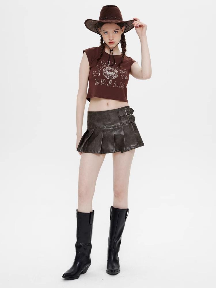 PU Leather Pleated Skirt High Waist Female Summer Thin Ultra Short Skirt Y2k Korean Fashion Cute A Word Skirt