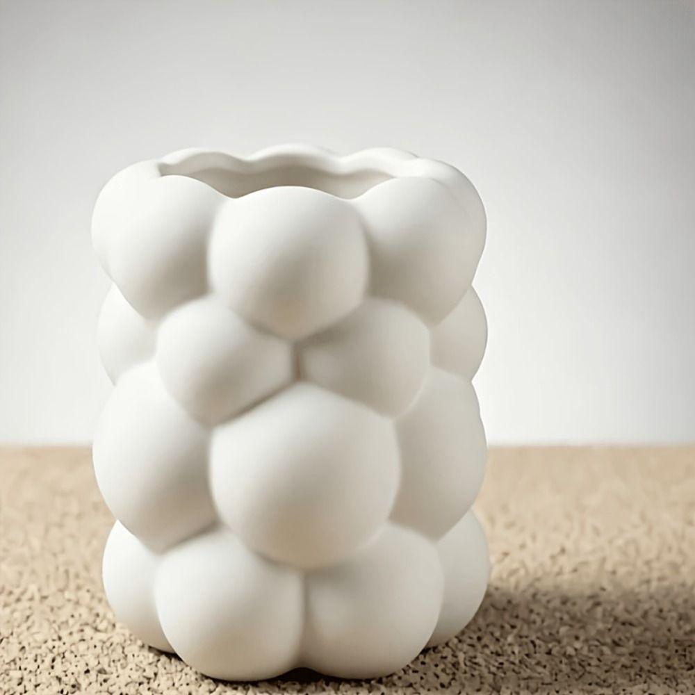 3D Printed Desk Storage Box Cloud-shaped Makeup Brush Storage Simple Style Flower Vase Home Decor