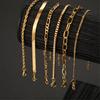 6 Pieces Stylish 14K Gold Plated Bracelets for Women Portable and Comfortable Cuban Link Chain Daily Use Casual Wear