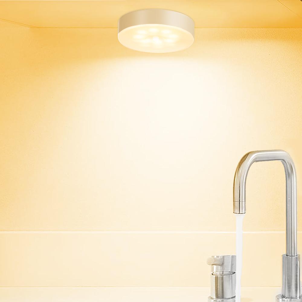 1-3-6 Pcs LED Closet Light, Rechargeable Step Puck Lamp with 3 Light Color Modes, Dimmable Night Light for Kitchen Bedroom Stair