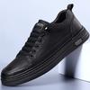 Herren Echtleder Freizeitschuhe mit dicker Sohle im britischen Stil Outdoor-Sport Wanderschuhe Verschleißfest Schwarz Herren Oxford Schuhe