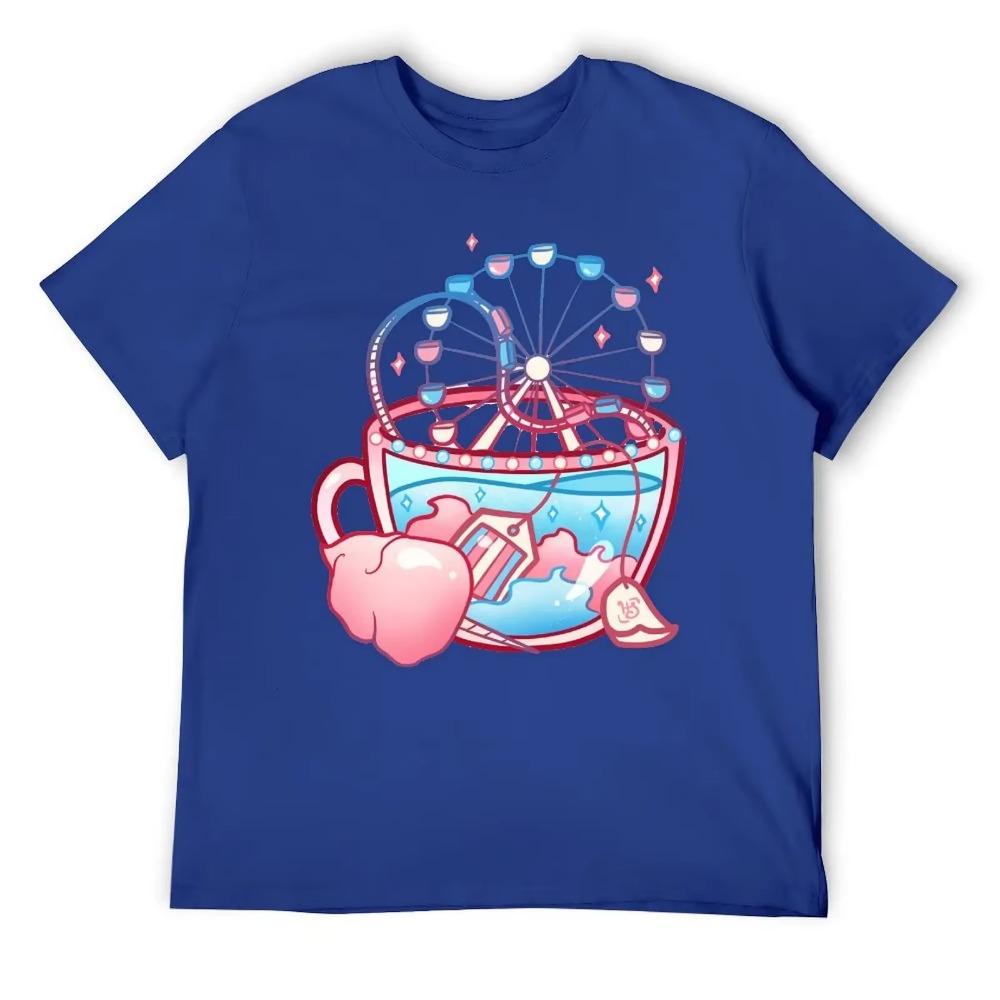 Pride Flag Teacup Cotton Candy Transgender Post Round Neck T-shirt Campaign T-shirts Funny Graphic Humor Graphic Leisure USA Siz