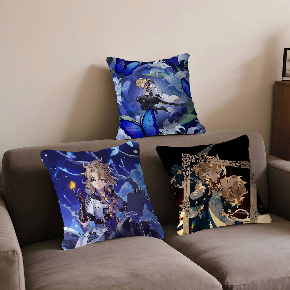 Genshin Albedo Pillow Cushion Cover Pillowcase Living Room Sofa Home Decor Customized