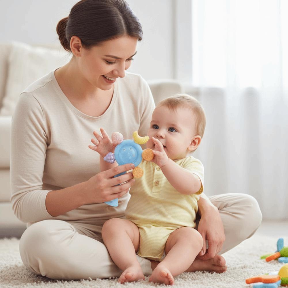 Safe Silicone Teether Candy Color Sensory Toys Cute Teething Ring Nursing